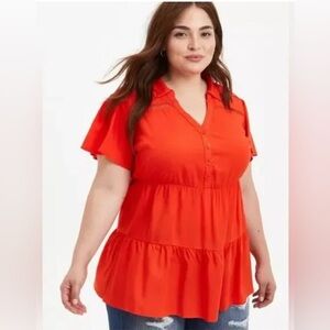 Torrid Vibrant Red Ruffle Blouse